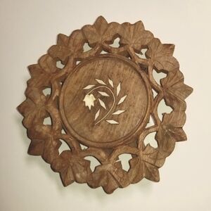 Handcrafted wood trivet riser with inlay